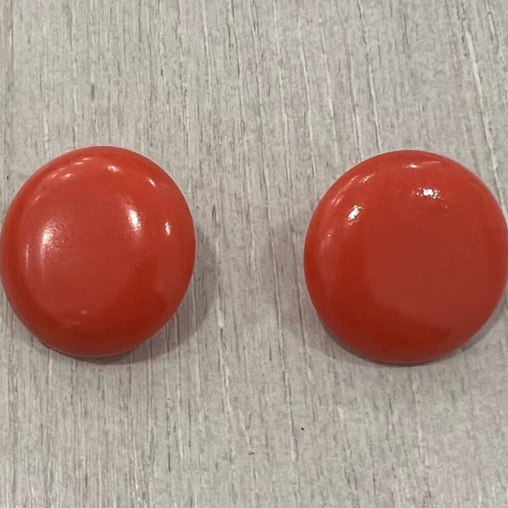 Vintage orange round 1970s clip on earrings